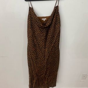 GOOD AMERICAN 3XL Silk Slip Dress Cheetah Print